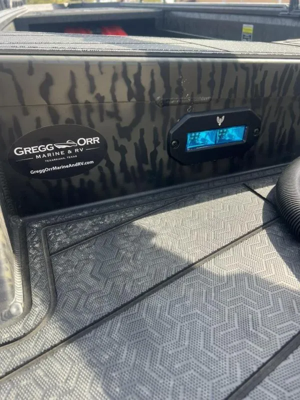 Slide: The Image of 2025 Gator Tail 17/50 Savage Series boat with Gregg Orr Marine branding. - 17