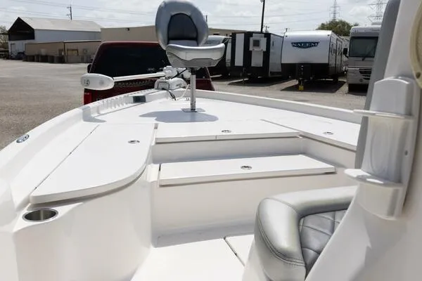 Slide: The Image of 2020 Blue Wave Pure Bay boat interior with seating and storage compartments. - 20