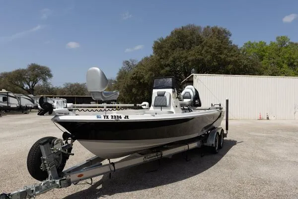 Slide: The Image of 2020 Blue Wave Pure Bay boat on trailer in outdoor setting. - 44