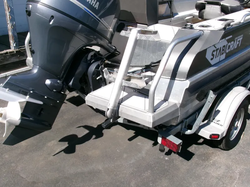 Slide: The Image of 2023 Stabicraft 1550 Frontier Profish boat with Yamaha outboard motor, rear view. - 22