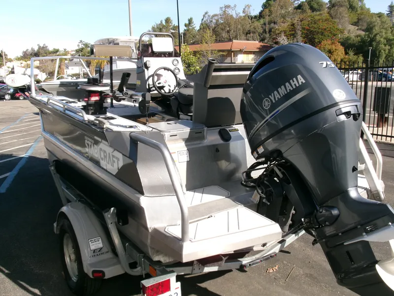 Slide: The Image of 2023 Stabicraft 1550 Frontier Profish boat with Yamaha 75HP engine on trailer. - 3