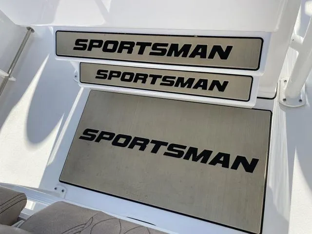 Slide: The Image of 2020 Sportsman Open 242 boat deck with branded mats. - 41