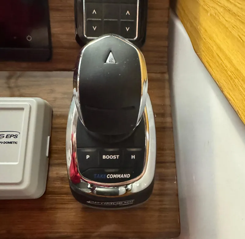 Slide: The Image of Control panel of 2022 True North 34 Outboard Express boat. - 14