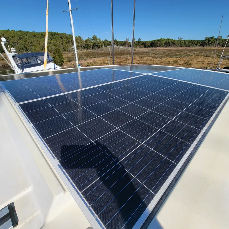 Slide: The Image of Solar panels on 2022 Greenline 40 Hybrid yacht, harnessing renewable energy. - 31