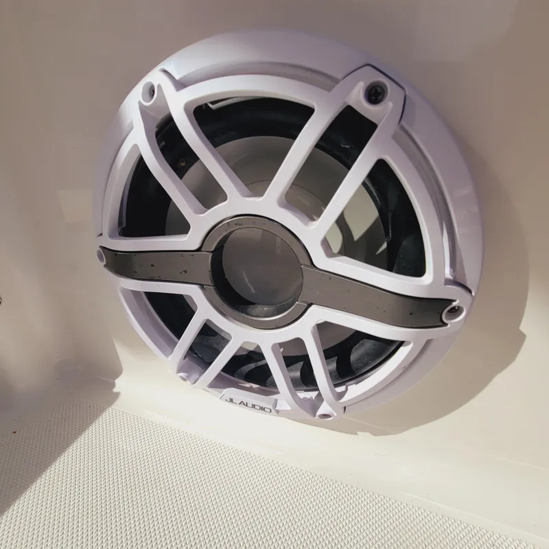 Slide: The Image of Marine speaker on 2023 Pursuit OS 325 Offshore boat, featuring JL Audio design. - 46