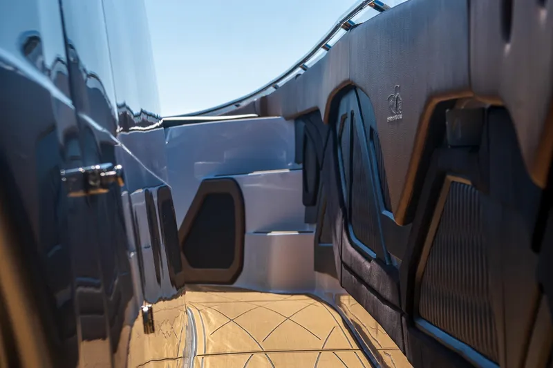 Slide: The Image of Luxury MTI V50 boat interior with sleek design, 2022 model. - 25
