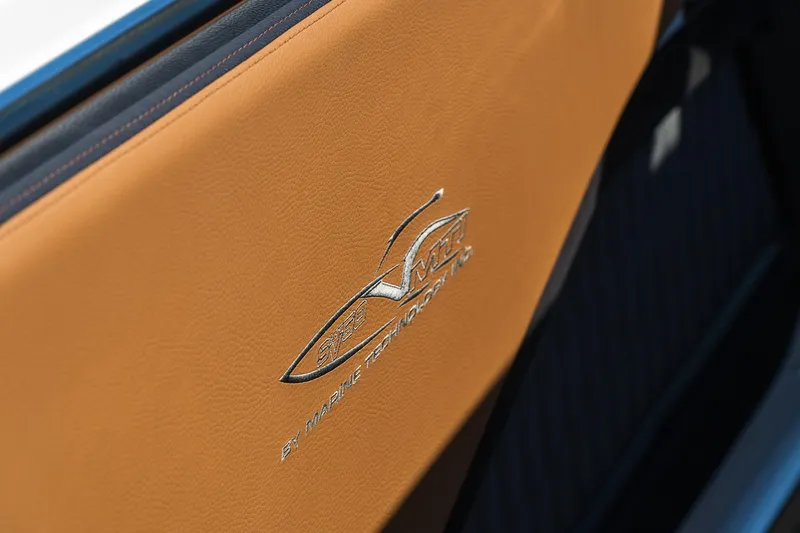 Slide: The Image of Leather interior detail of 2022 MTI V50 with embossed logo. - 27