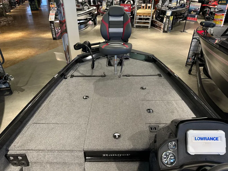 Slide: The Image of 2024 Ranger RT188P fishing boat interior with seating and navigation equipment. - 3