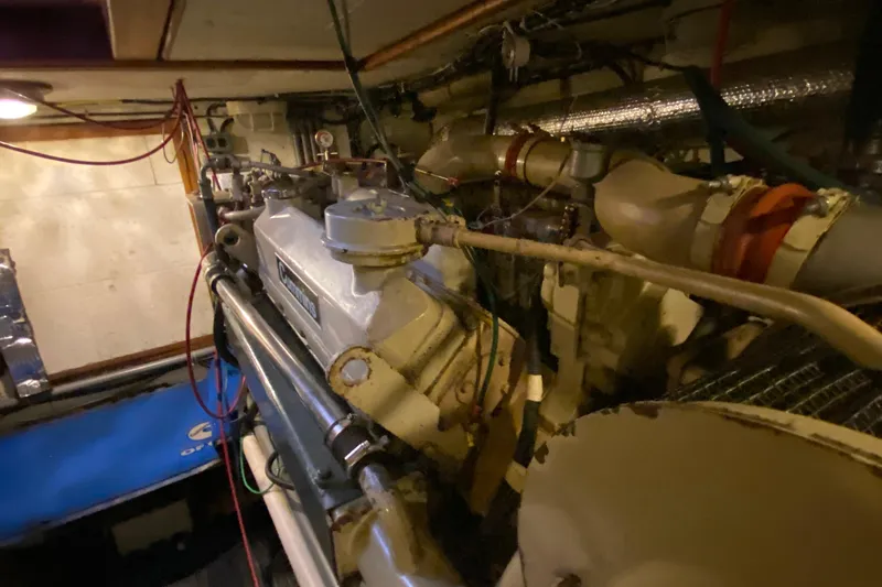 Slide: The Image of Engine room of 1980 Ocean Alexander 50 MK1 yacht with Cummins engine. - 68