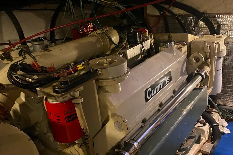 Slide: The Image of Engine room of 1980 Ocean Alexander 50 MK1 with Cummins engine. - 66