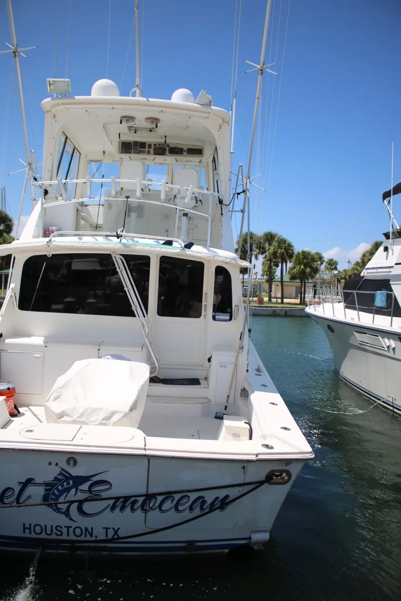 Slide: The Image of 1999 Ocean Yachts model docked in sunny marina, Houston, Texas. - 40