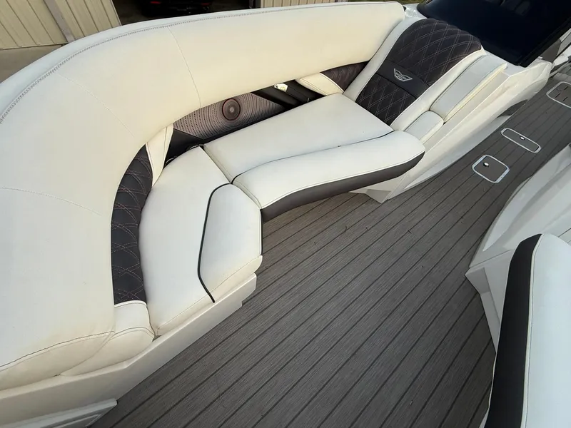 Slide: The Image of Luxurious seating on 2019 Bennington 25 QX Sport boat with elegant upholstery. - 22