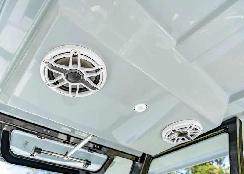 Slide: The Image of Ceiling speakers on 2026 Fountain 38 TE boat, featuring modern audio system. - 28