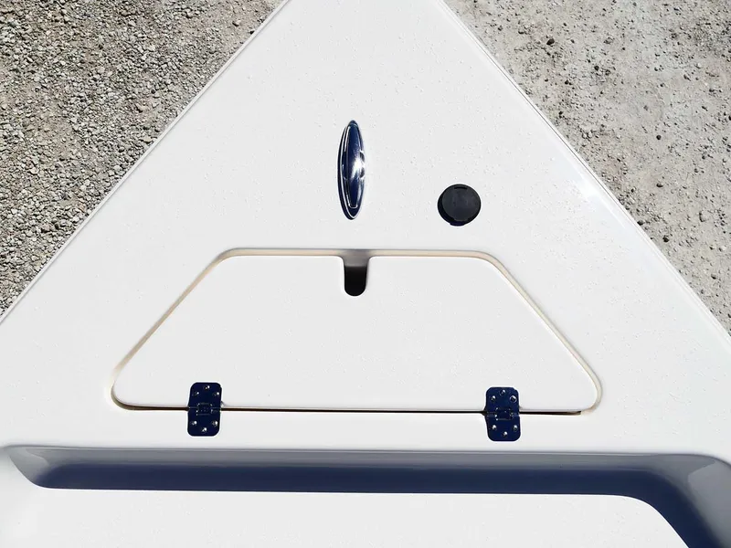 Slide: The Image of 2025 Bulls Bay 2200 boat deck with storage compartment and latch. - 21