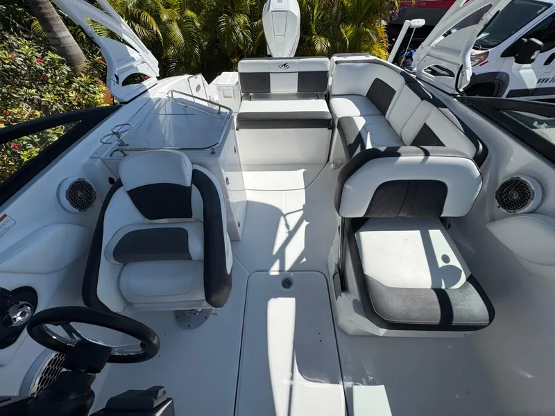 Slide: The Image of Luxurious 2020 Monterey M-65 boat interior with sleek seating and modern design. - 44