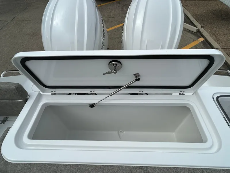 Slide: The Image of 2025 Sea Hunt Gamefish 27 Coffin Box, open lid, spacious storage. - 10