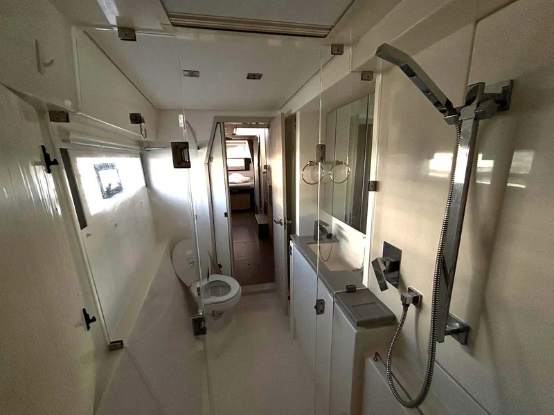 Slide: The Image of Modern bathroom interior of 2019 Leopard 40 yacht with shower and toilet. - 16