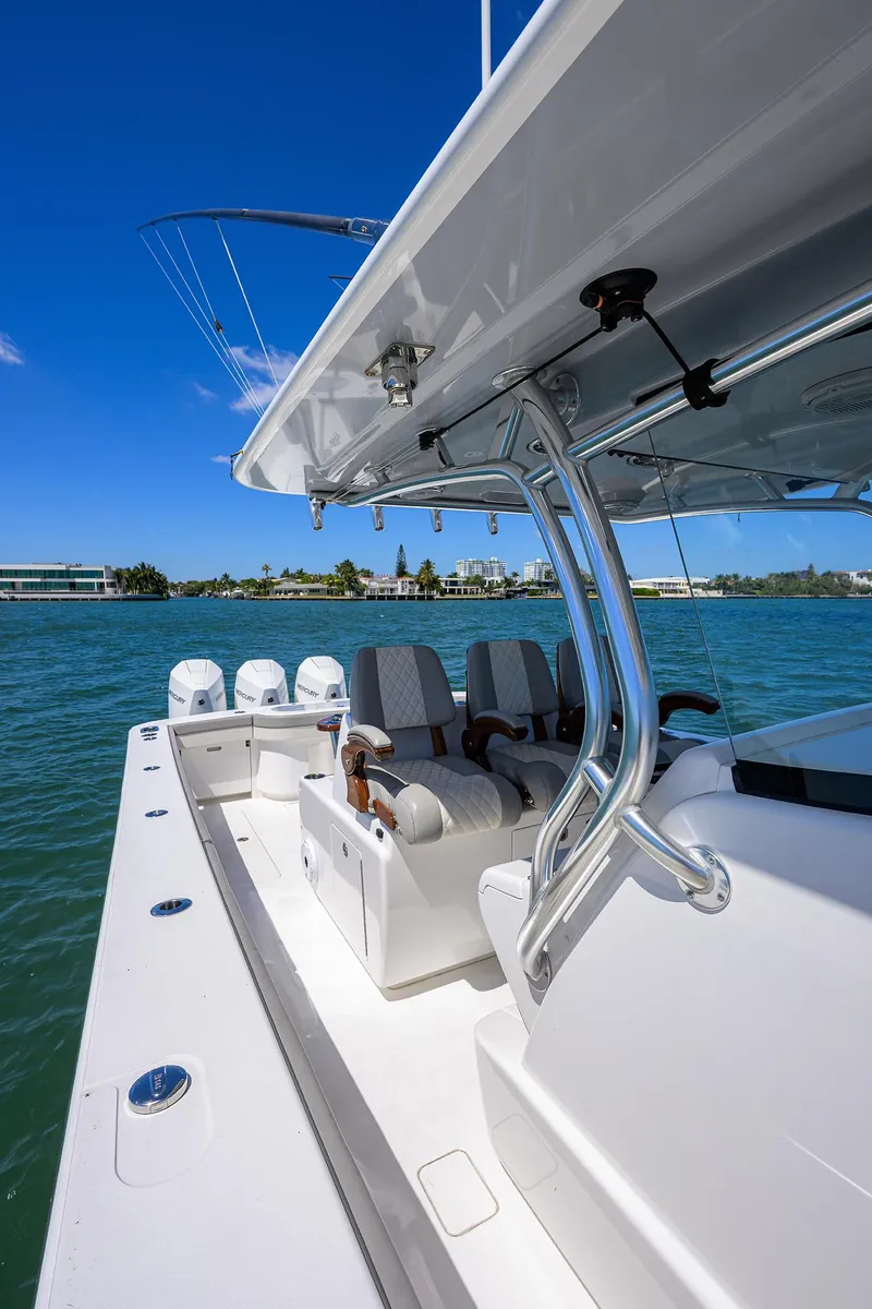 Slide: The Image of 2023 Valhalla Boatworks V-41 on water, showcasing sleek design and modern features. - 18