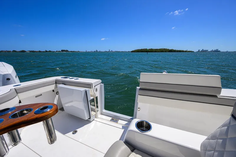 Slide: The Image of 2023 Valhalla Boatworks V-41 on open water with clear blue sky. - 30