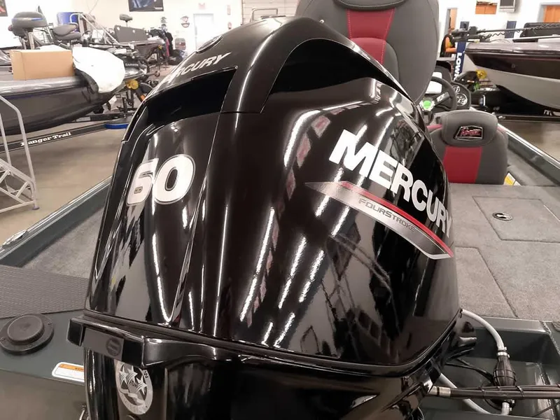 Slide: The Image of 2025 Ranger RT178 SC boat with Mercury 60 horsepower engine in showroom. - 9