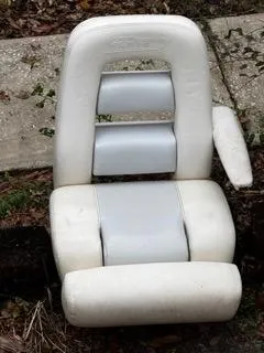 Slide: The Image of White and gray boat seat from a 2004 Baha Cruisers 290 King Kat. - 18