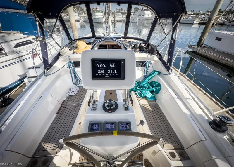 Slide: The Image of Cockpit view of 2011 Elan Impression 384 yacht with navigation instruments. - 32