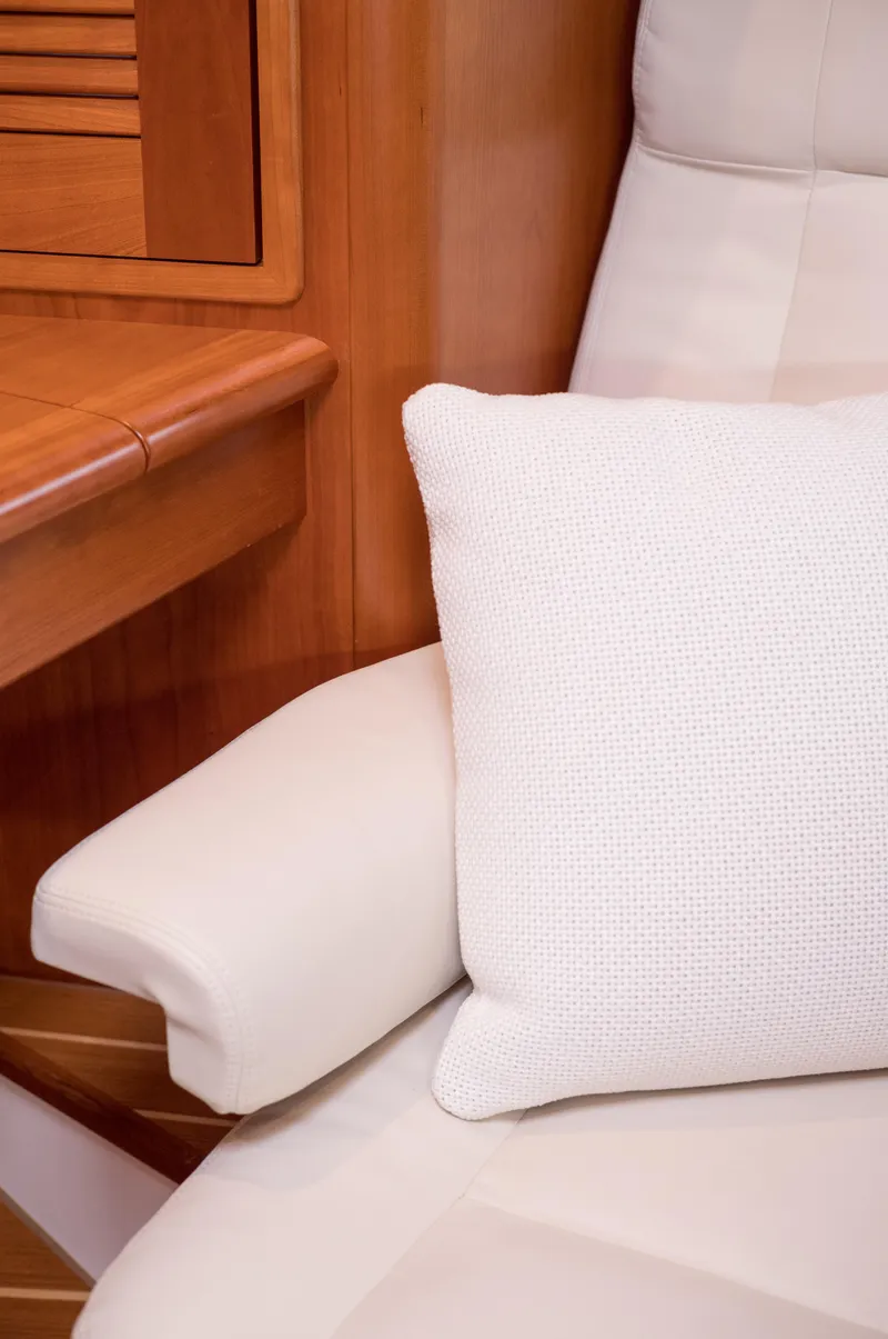 Slide: The Image of Luxurious interior of 2020 MJM 53z yacht with plush seating and cushion. - 14