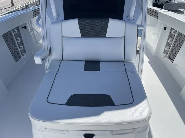 Slide: The Image of 2023 Wellcraft 352 Fisherman boat seat, white and black design, modern and comfortable. - 27