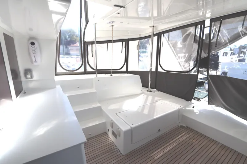 Slide: The Image of 2017 Lagoon 450 F yacht interior with spacious seating and modern design. - 30