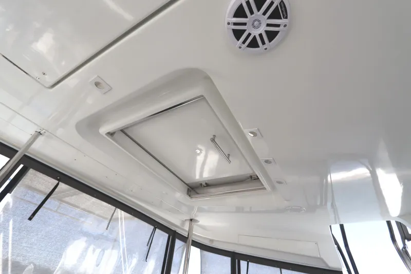 Slide: The Image of Ceiling view of 2017 Lagoon 450 F catamaran with hatch and speaker. - 35