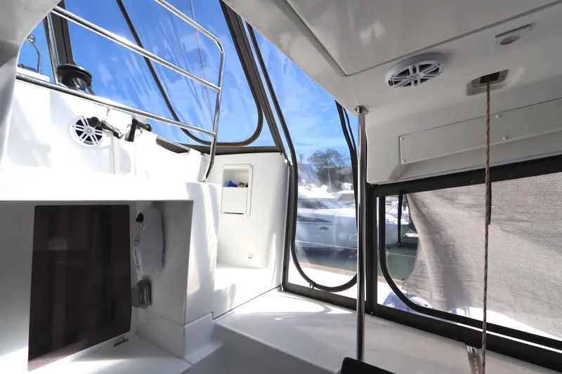 Slide: The Image of Interior view of 2017 Lagoon 450 F catamaran, showcasing modern design and spacious layout. - 45