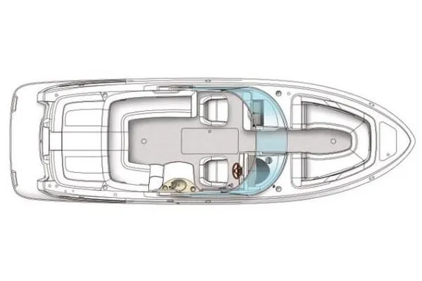 Slide: The Image of Top view layout of 2011 Sea Ray 270 SLX boat, showcasing seating and helm design. - 43