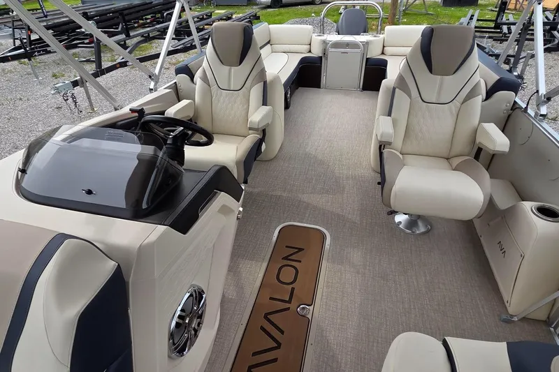 Slide: The Image of Luxurious interior of 2025 Avalon Platinum Catalina 2585 Quad Lounger pontoon boat. - 6