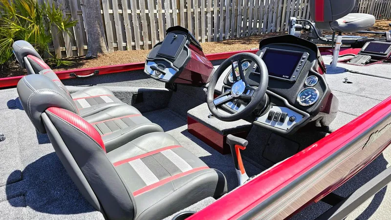 Slide: The Image of 2025 Ranger RT188P boat interior with modern dashboard and seating. - 5