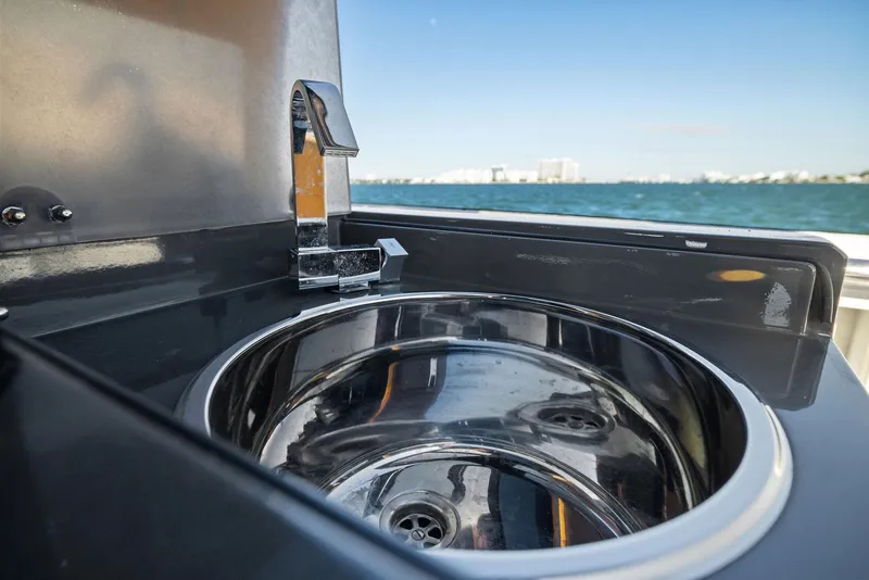 Slide: The Image of Stainless steel sink on 2011 Fjord 40 Open yacht with ocean view. - 15