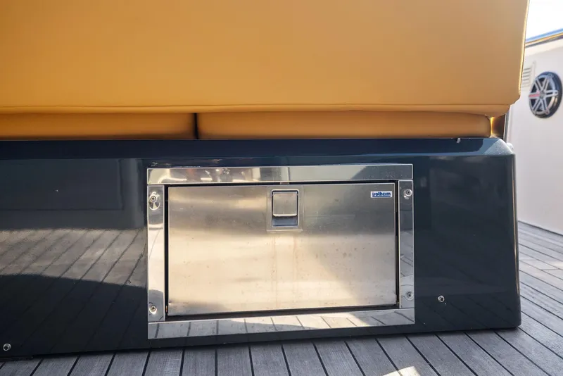 Slide: The Image of Stainless steel storage compartment on 2011 Fjord 40 Open yacht deck. - 16