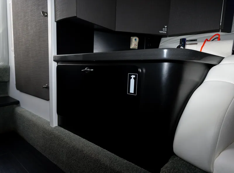 Slide: The Image of 2017 Formula 382 FASTech interior with sleek cabinetry and modern design elements. - 22