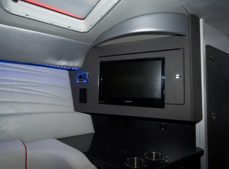 Slide: The Image of Interior of a 2017 Formula 382 FASTech boat with TV and modern seating. - 35