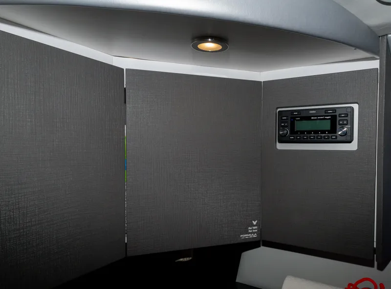 Slide: The Image of Interior of 2017 Formula 382 FASTech boat with modern cabinetry and audio system. - 36