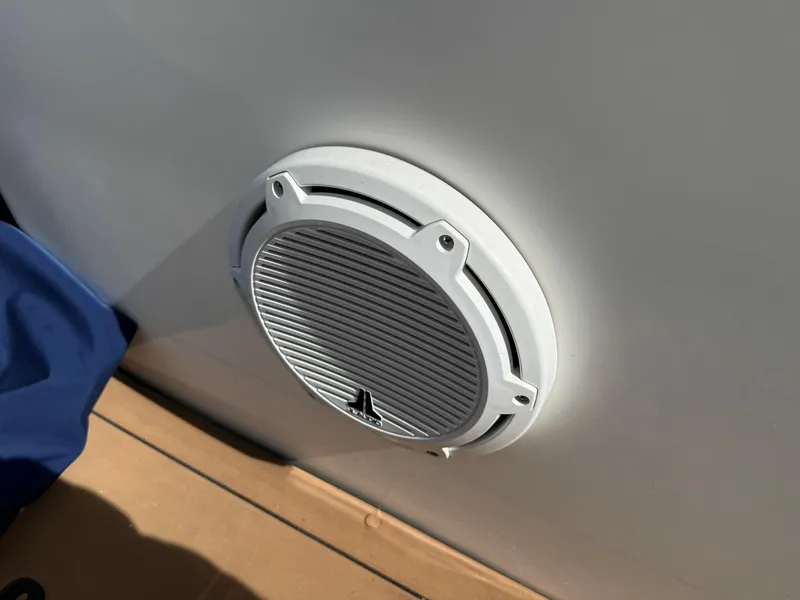 Slide: The Image of White speaker on 2019 Everglades 273 CC boat interior. - 26