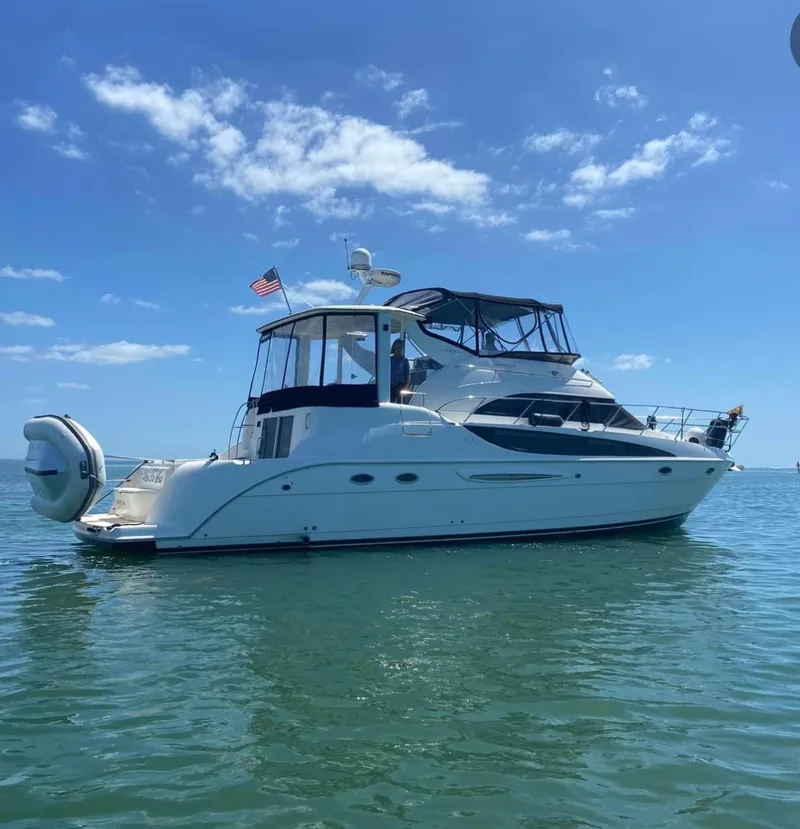 The Image of 2007 Meridian 459 Motoryacht on calm water under a clear blue sky. - 0