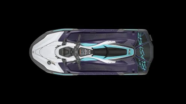 Slide: The Image of 2025 Yamaha Waverunner Jet Blaster LTD, top view, sleek design, black background. - 5