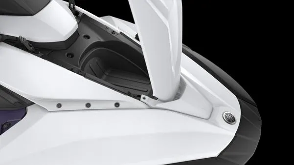 Slide: The Image of 2025 Yamaha Waverunner Jet Blaster LTD, white hull, open storage compartment, black background. - 7