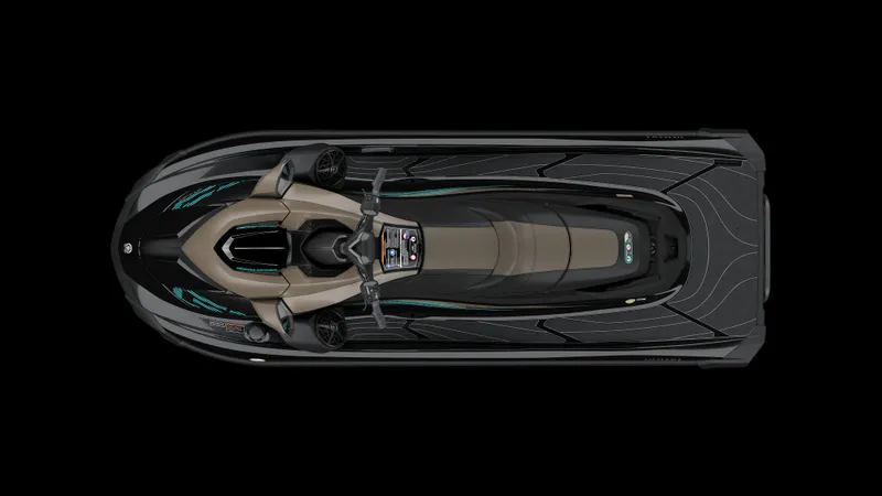 Slide: The Image of 2025 Yamaha Waverunner GP SVHO with Audio, top view, sleek black design. - 4