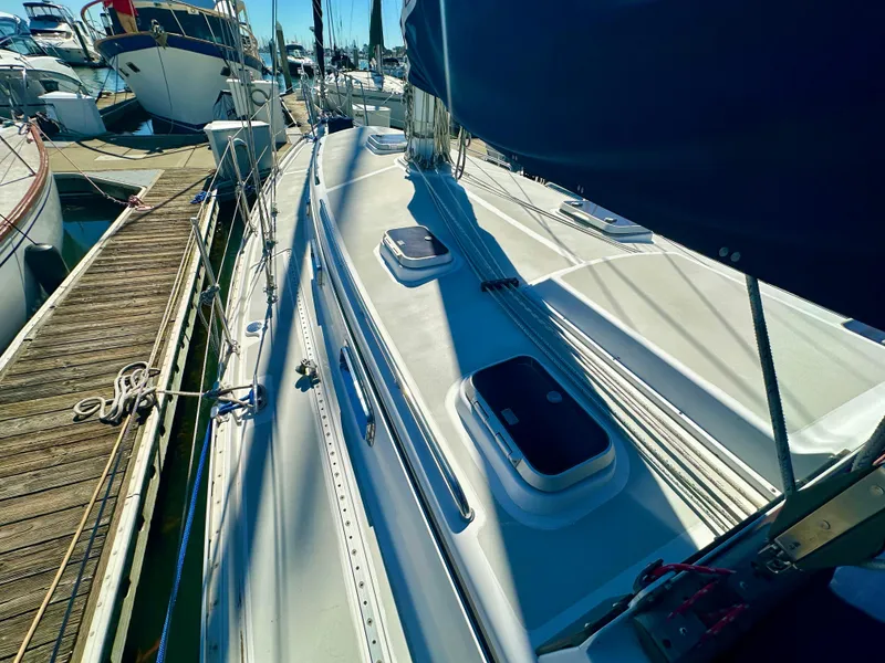 Slide: The Image of Sailboat docked at marina, Valiant 39, 1996 model, sunny day. - 8