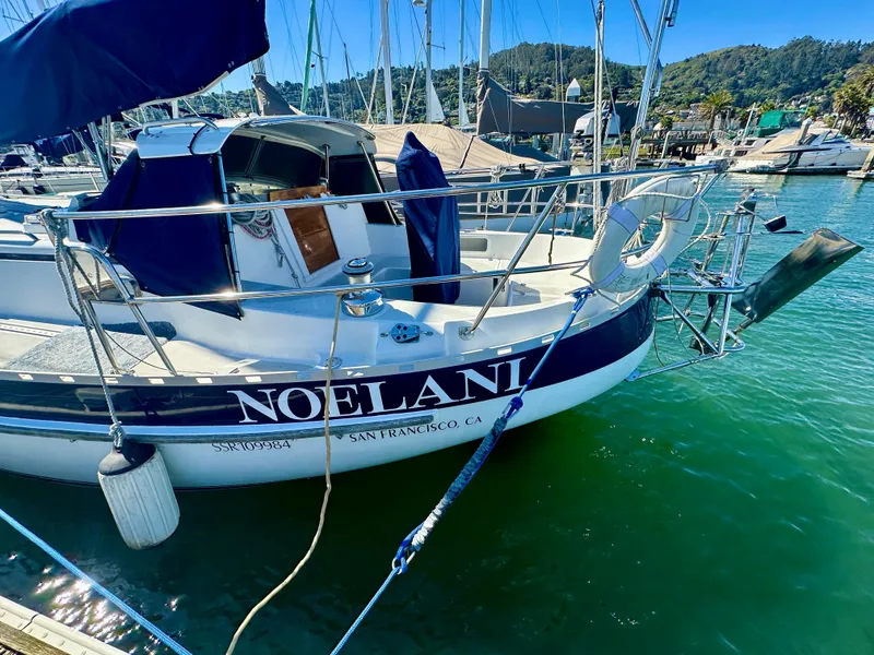 Slide: The Image of Valiant 39 sailboat "Noelani" docked in San Francisco marina, 1996 model. - 9