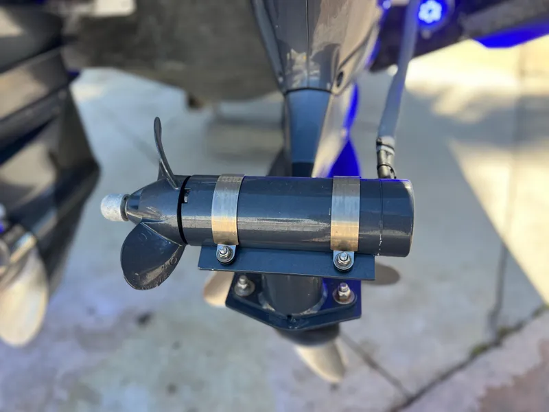 Slide: The Image of Bow thruster on 2021 Jeanneau Leader 9.0 WA with twin Yamaha 250s. - 8