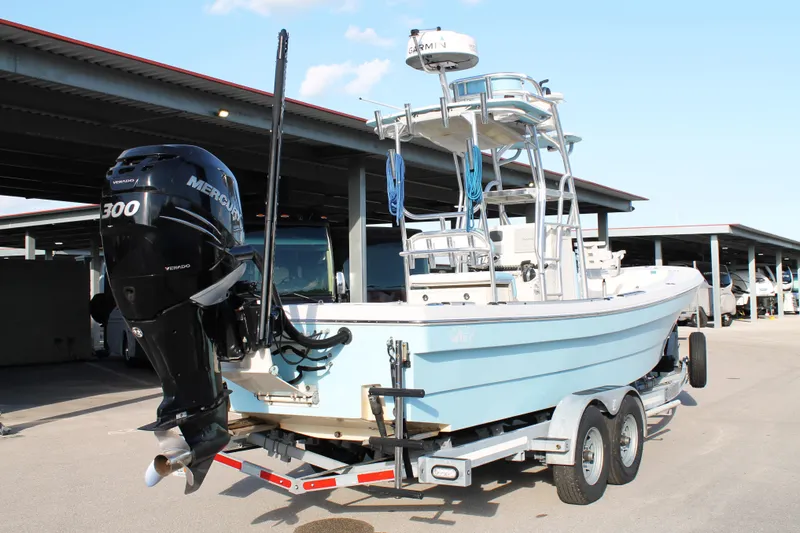 Slide: The Image of 2018 Andros 26 Tarpon boat with Mercury 300 engine on trailer. - 5