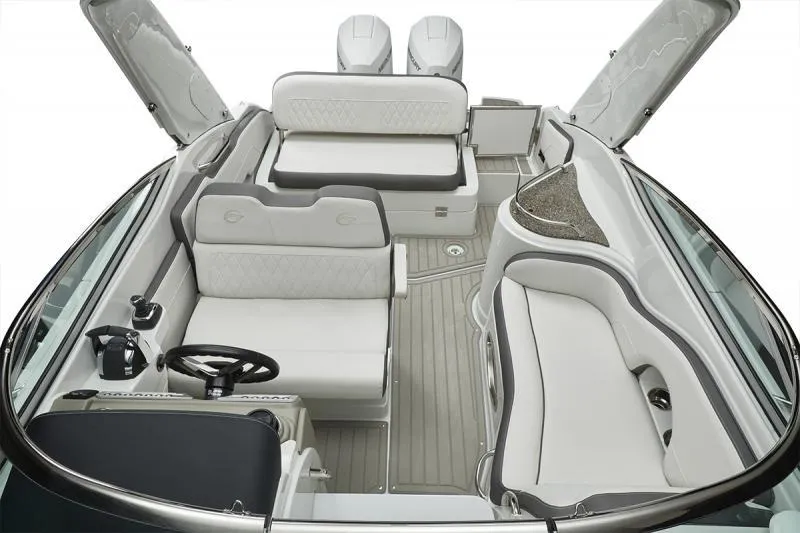 Slide: The Image of 2024 Crownline 280 CRX boat interior with luxurious seating and modern design. - 8