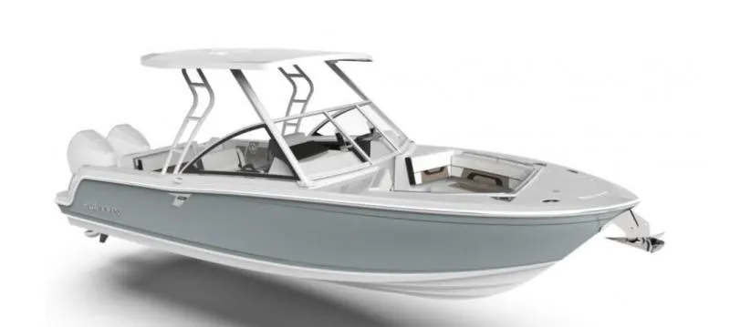 Slide: The Image of 2025 Blackfin 252 DC boat with sleek design and dual engines. - 5